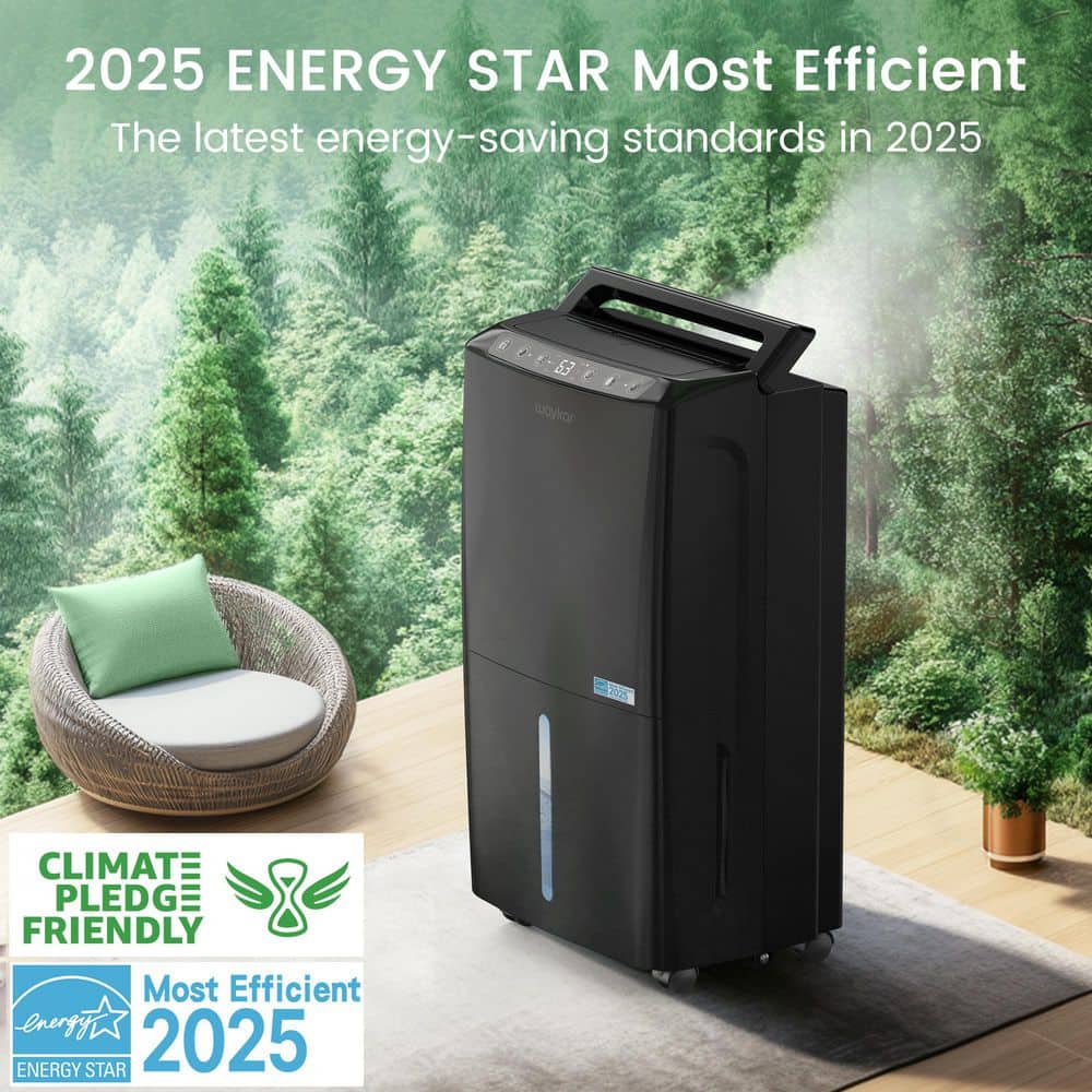 waykar 34 pt. 2,000 sq. ft. Energy Star Most Efficient Dehumidifier with Drain Hose and Bucket for Basement, Bedroom in Black (2)