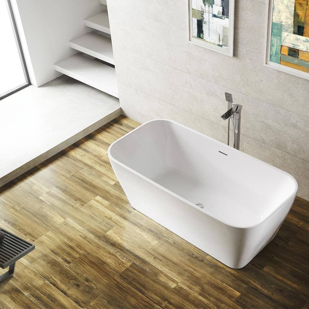 Vinnova Augustine 59 in. x 31.5 in. Acrylic Flatbottom Soaking Bathtub in White (3)