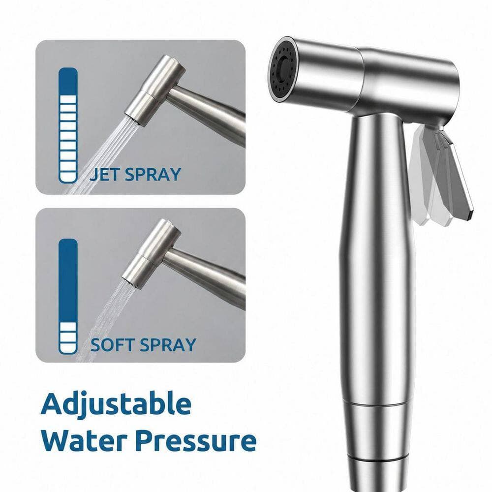 Anqtovp Handheld Bidet Sprayer Attachment with Adjustable Water Pressure, Leak-Free T-Valve, Hose and Holder Included (2)