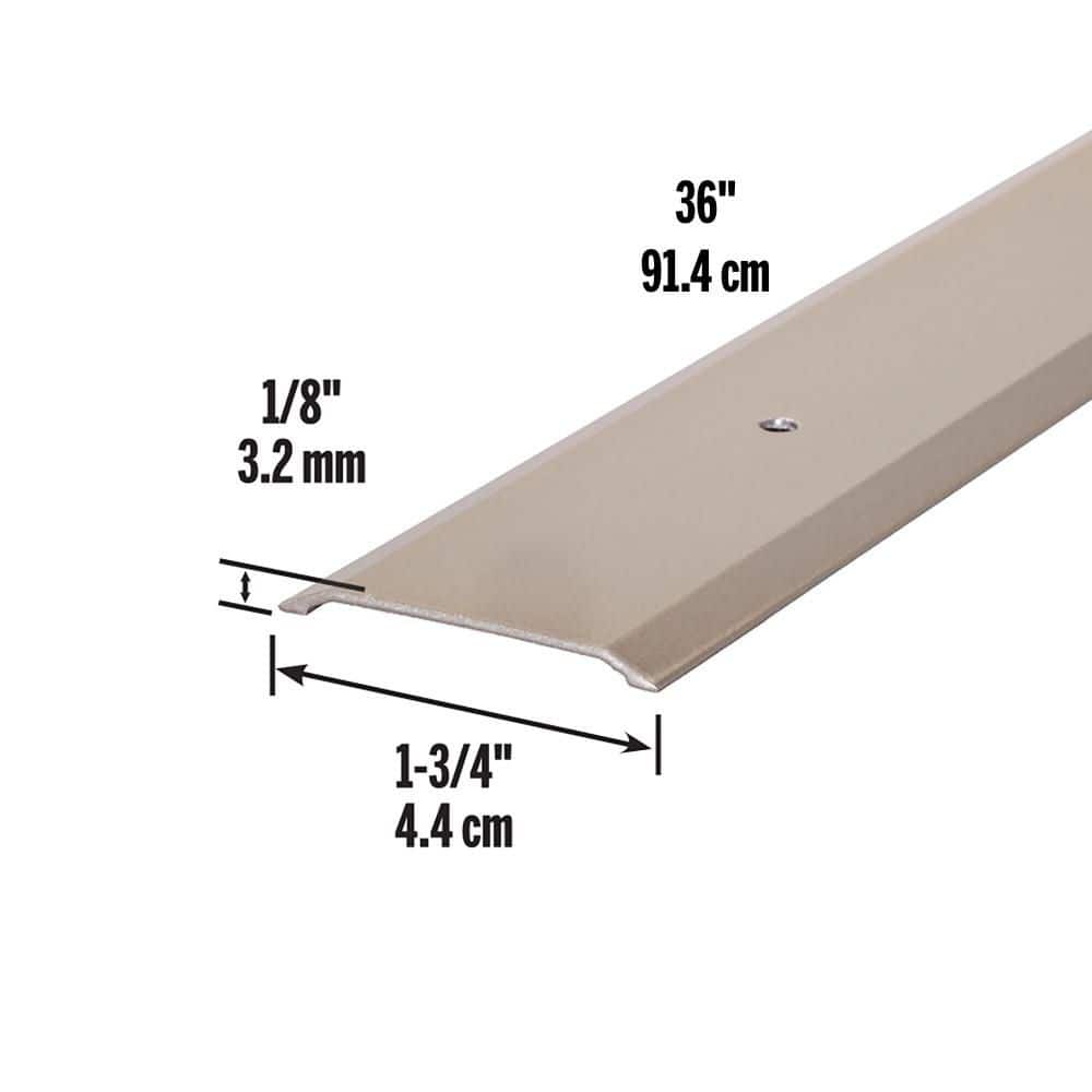 M-D Building Products 1-3/4 in. x 1/8 in. x 36 in. Satin Nickel Aluminum Flat Profile Threshold for Interior Doorways (3)