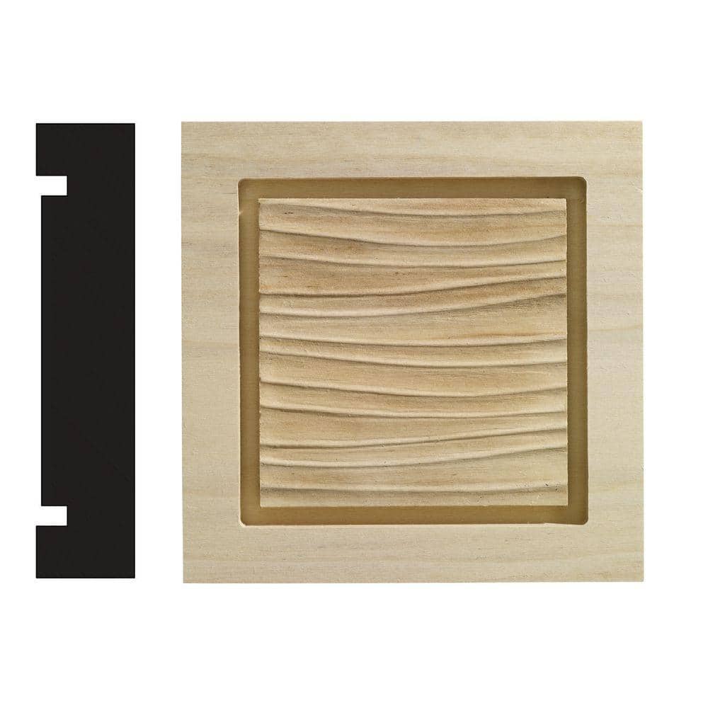 Ornamental Mouldings Wave Collection 1-3/16 in. x 5-1/2 in. x 5-1/2 in. White Hardwood Casing Door and Window Corner Block Moulding (1)