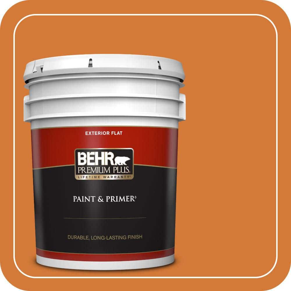 BEHR PREMIUM PLUS 5 gal. #T17-19 Fired Up Flat Exterior Paint & Primer