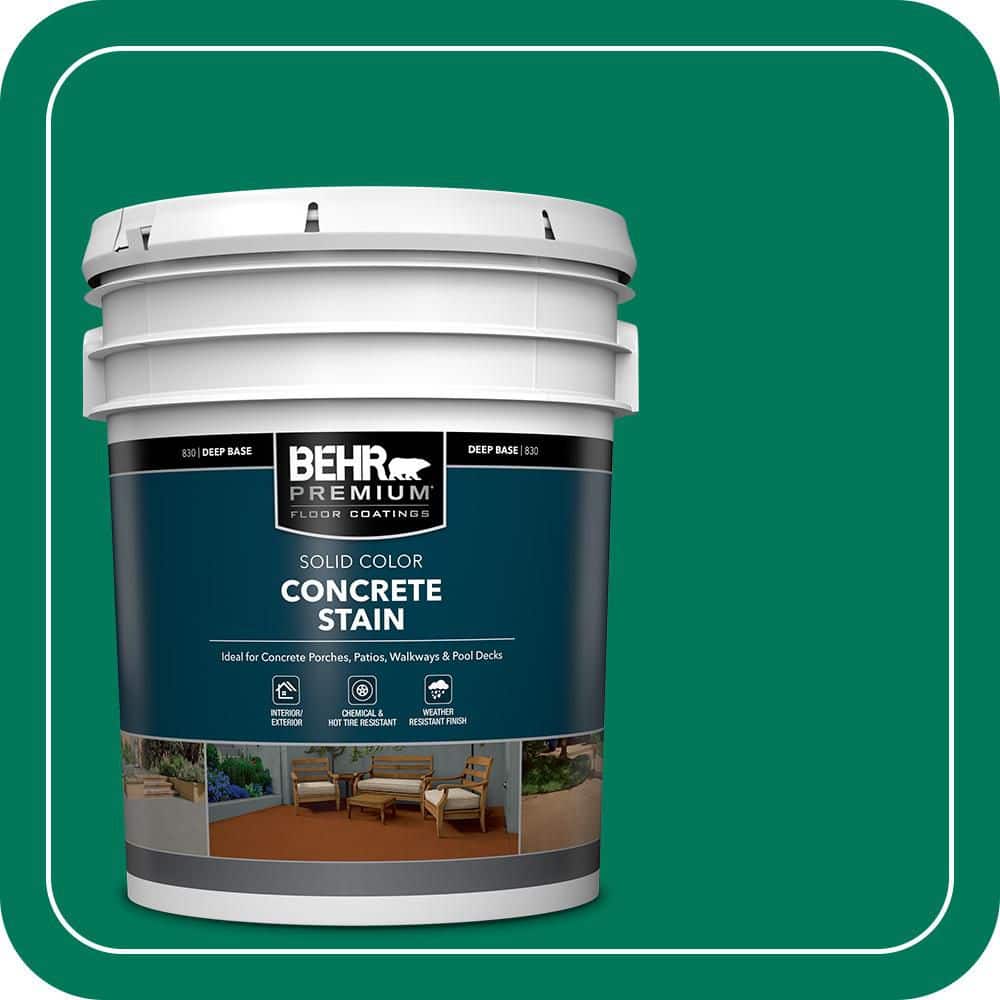 BEHR PREMIUM 5 gal. #OSHA-2 OSHA SAFETY GREEN Solid Color Flat Interior/Exterior Concrete Stain