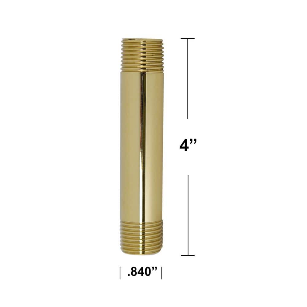 Westbrass 1/2 in. x 4in. IPS Brass Pipe Nipple, Polished Brass (3)
