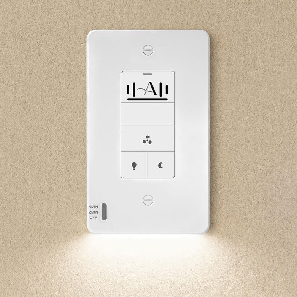 Akicon 6-Function Humidity Sensor Switch with Motion-Activated Nightlight Wall Plate for Bathroom Exhaust Fan with Light, White (1)