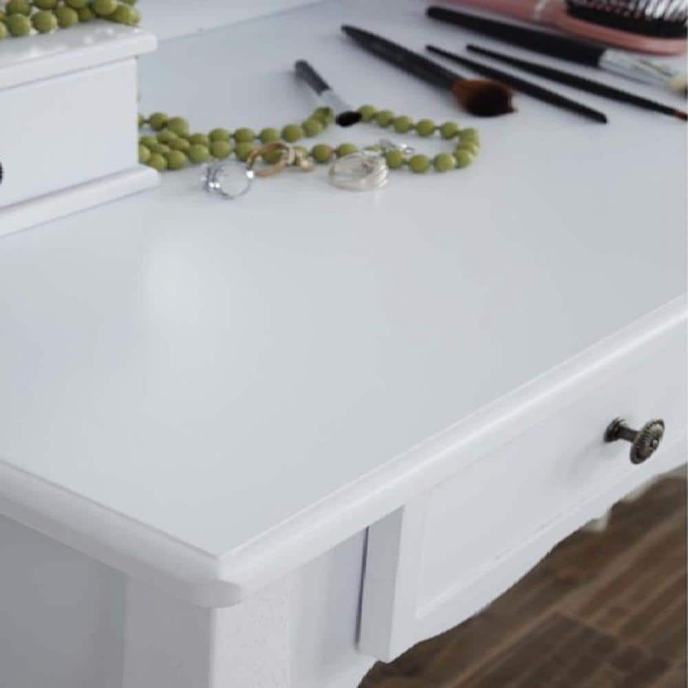 Adrinfly 18.50 in W x 33.75 in D x 17.16 in H, Bath Vanity Cabinet without Top in White with Mirror, Table and Stool Set (3)