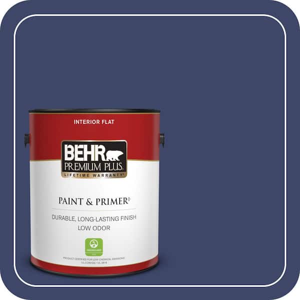 BEHR PREMIUM PLUS 1 gal. #S-H-620 Midnight Sky Flat Low Odor Interior Paint & Primer (2)