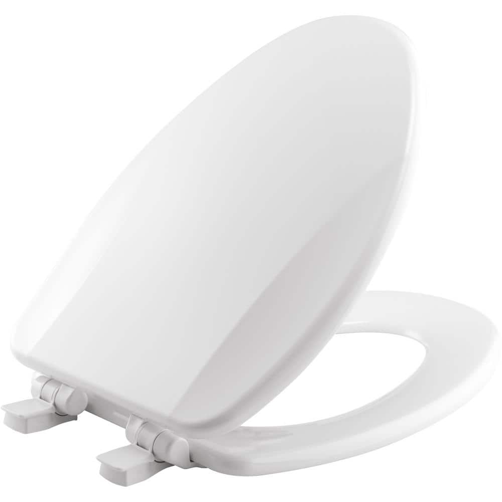 BEMIS Brighton Elongated Soft Close Enameled Wood Removes for Easy Cleaning Toilet Seat in White