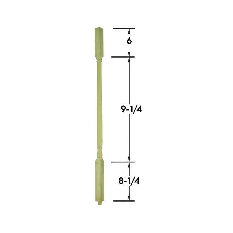 EVERMARK Stair Parts 34 in. x 1-1/4 in. 5141 Unfinished Poplar Square Top Wood Baluster for Stair Remodel (2)