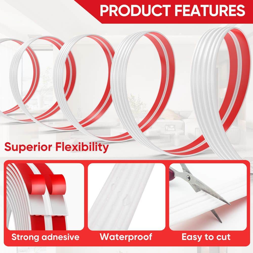 Laybus 1.6 in. x 20 ft. Rubber Plastic White Drywall Corner Bead, Corner Guard Edge Protector Inside Outside for Edge Ceiling (2)