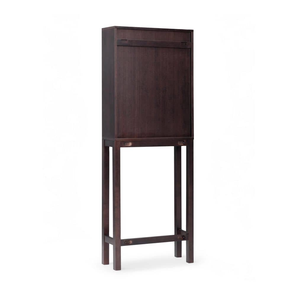 Teamson Home Tremolo 24 in. W x 68 in. H x 9 in. D Black Over the Toilet Storage with Adjustable Shelves and Push-Open Doors (3)