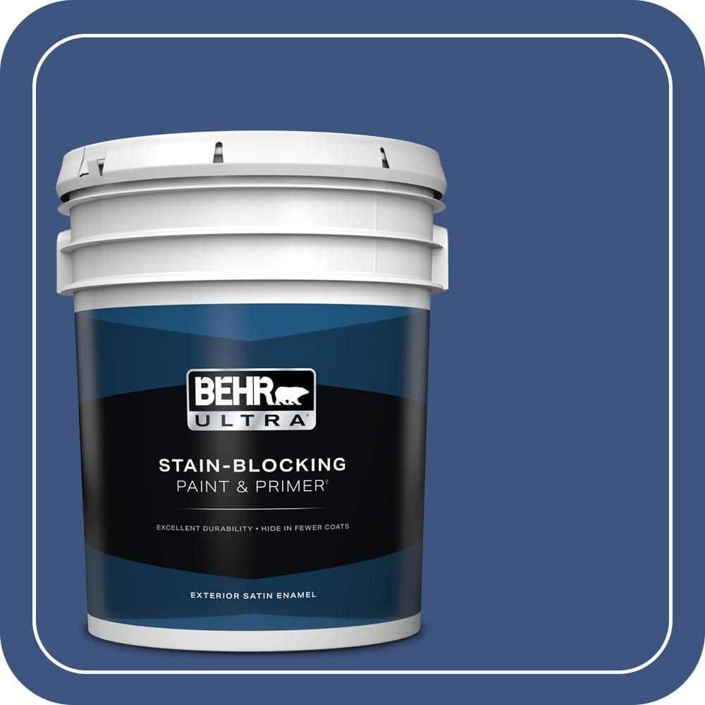 BEHR ULTRA 5 gal. #S-G-600 Deep Azure Satin Enamel Exterior Paint & Primer (1)