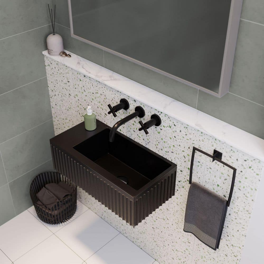 Swiss Madison Delice 24 in. Ceramic Rectangular Wall-Mount Bathroom Sink in Matte Black (1)