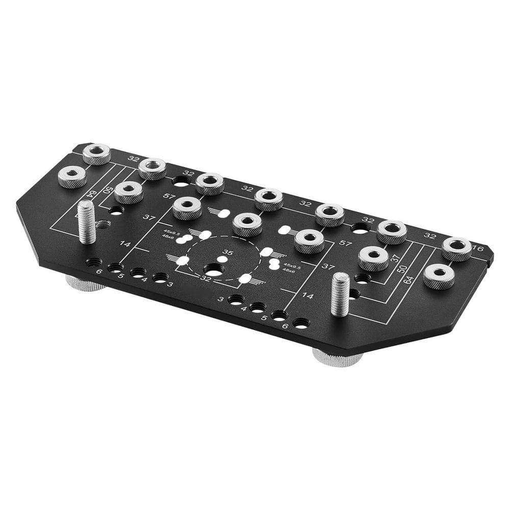 SKYSHALO Shelf Pin and Hinge Jig 2-in-1, Aluminum Alloy Cabinet Hole Drilling Template, 1/4 in. and 3/16 in. for Cabinet Doors