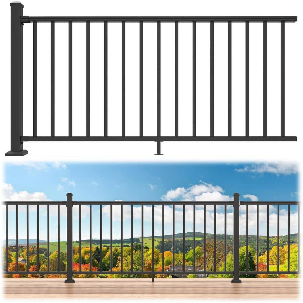 KIWDZFU 36 in. H x 72 in. W Silver Aluminum Porch and Deck Stair Railing Kit (1)