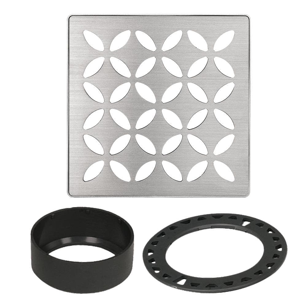 Schluter Kerdi-Drain 4 in. Brushed Stainless Steel Floral Drain Grate (2)