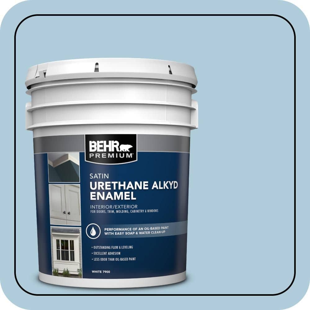 BEHR PREMIUM 5 gal. #S500-2 Essex Blue Urethane Alkyd Satin Enamel Interior/Exterior Paint