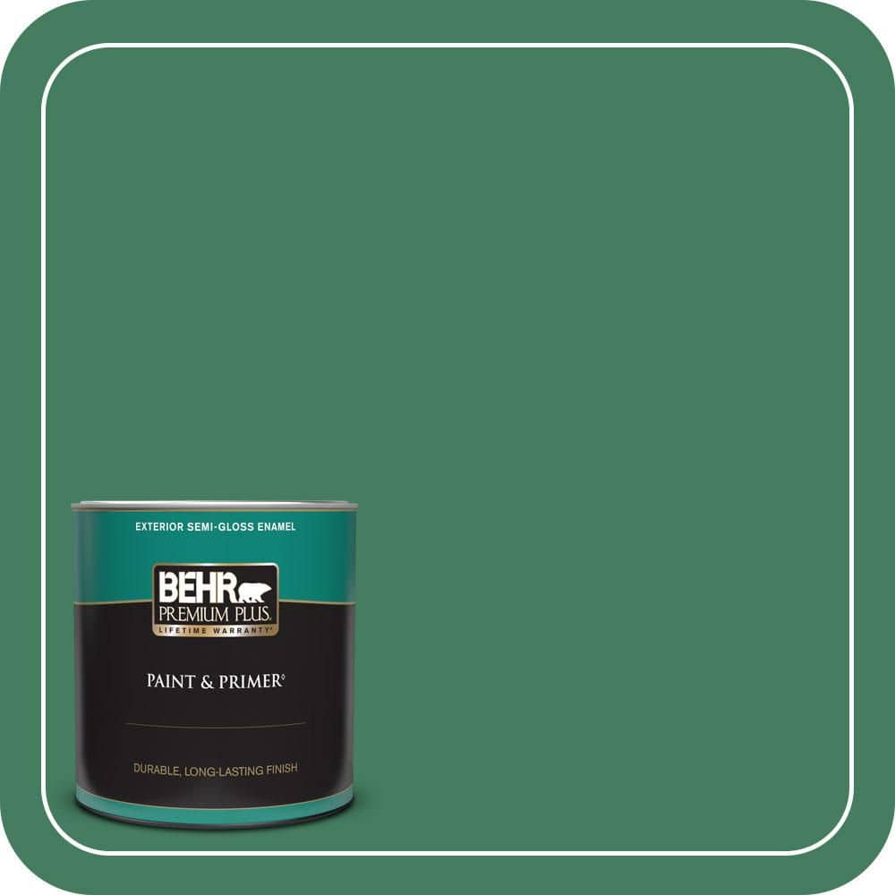 BEHR PREMIUM PLUS 1 qt. #470D-6 Greenbelt Semi-Gloss Enamel Exterior Paint & Primer
