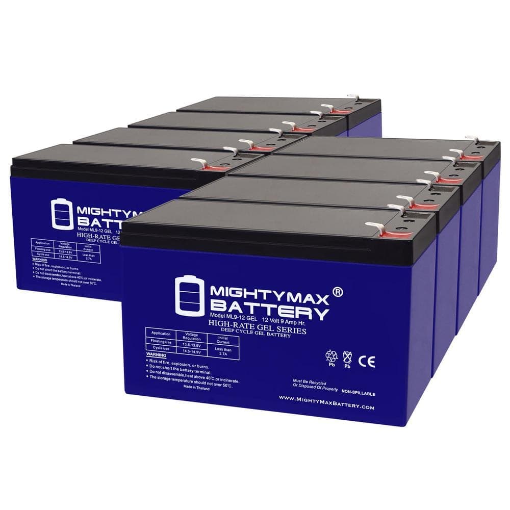 MIGHTY MAX BATTERY 12-Volt 9AH GEL F2 Replacement Battery Compatible with Xtreme Power Conversion S70-2000 - 8 Pack (1)