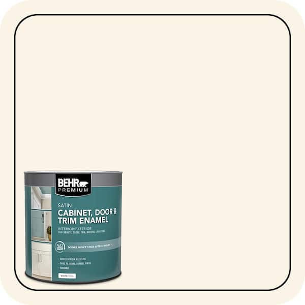 BEHR PREMIUM 1 qt. #W-D-400 Cotton Fluff Satin Enamel Interior/Exterior Cabinet, Door & Trim Paint (2)