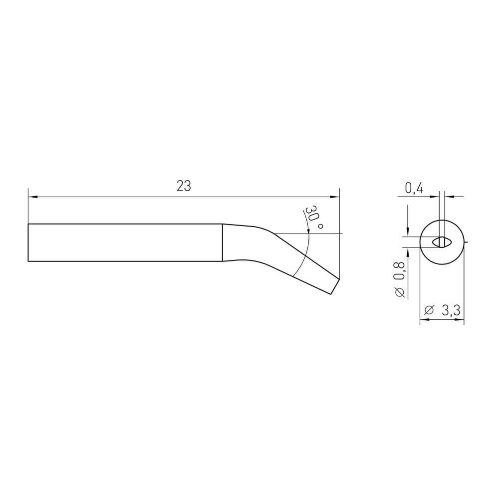 Weller RT Micro Active Soldering Tip, Chisel Bent 30°, 0.8 mm x 0.4 mm (2)