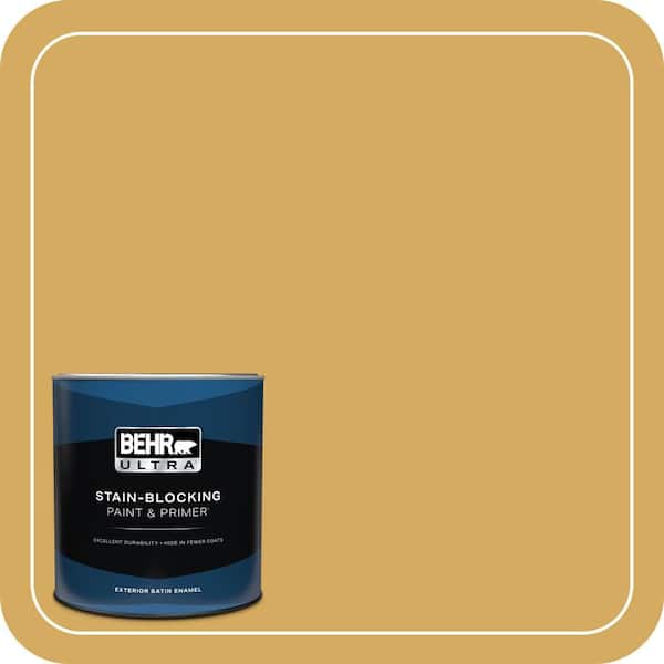 BEHR PREMIUM PLUS 1 gal. #350D-5 French Pale Gold Semi-Gloss Enamel Low Odor Interior Paint & Primer (4)