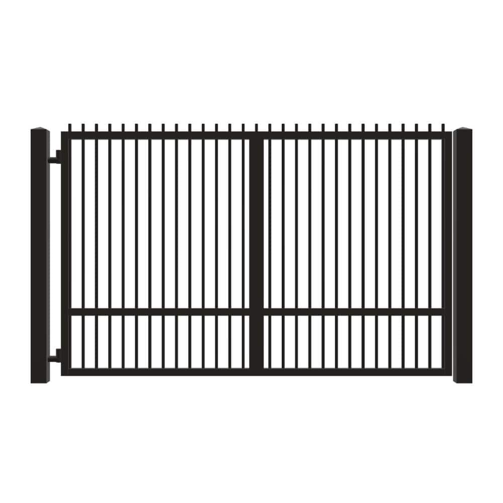 Unbranded Driveway Gate — Swing, Side, Finials, Single, Black — 122"W x 72"H (1)