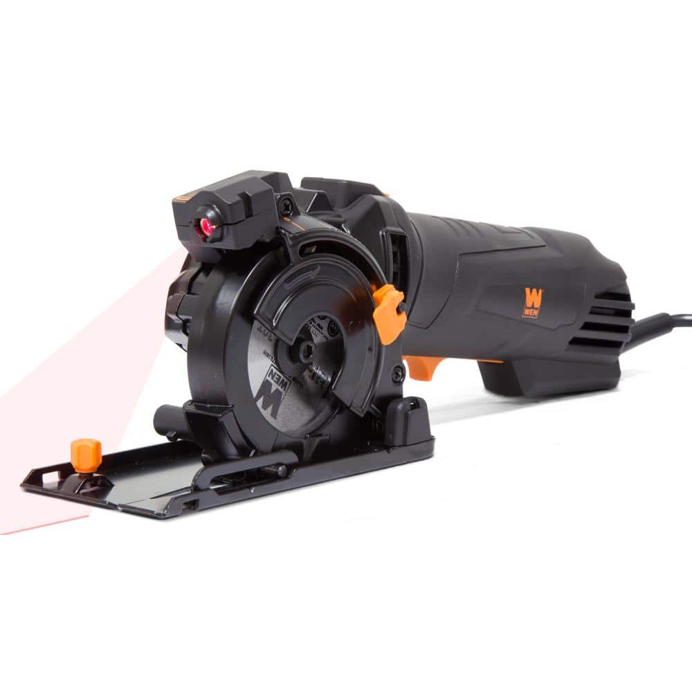 WEN 4.2 Amp 3-3/8 in. Plunge Cut Compact Circular Saw with Laser, Carrying Case, and 3-Blades (3)