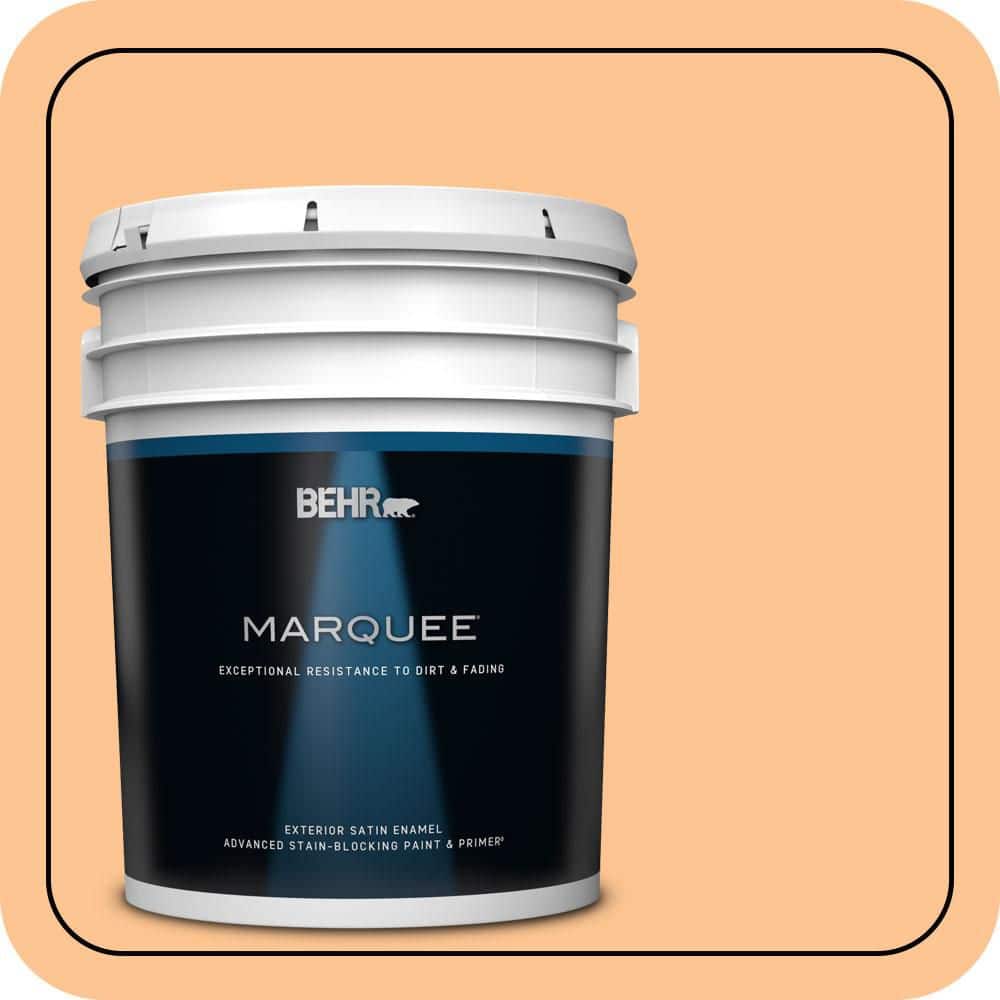 BEHR MARQUEE 5 gal. #P220-4 Dainty Apricot Satin Enamel Exterior Paint & Primer