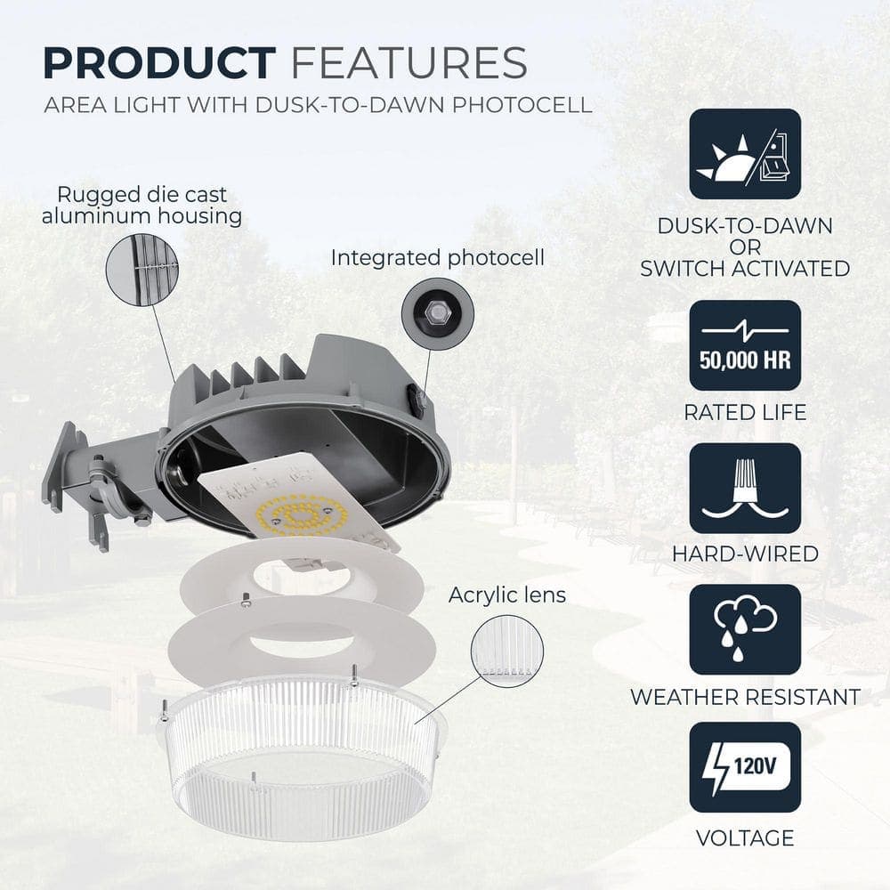 HALO ALB 250-Watt Equivalent Integrated LED Gray Dusk to Dawn Area Light, 4000K (4)
