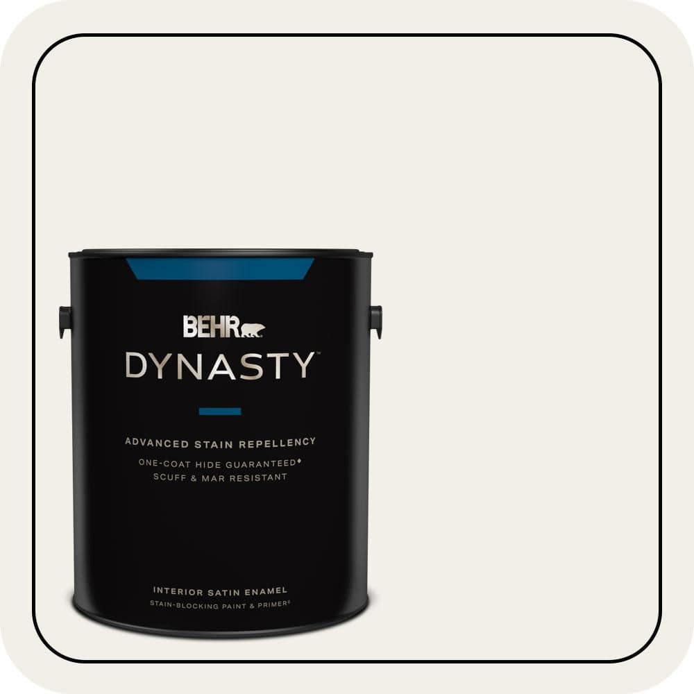 BEHR DYNASTY 1 gal. #W-F-610 White Fur Satin Enamel Interior Stain-Blocking Paint and Primer