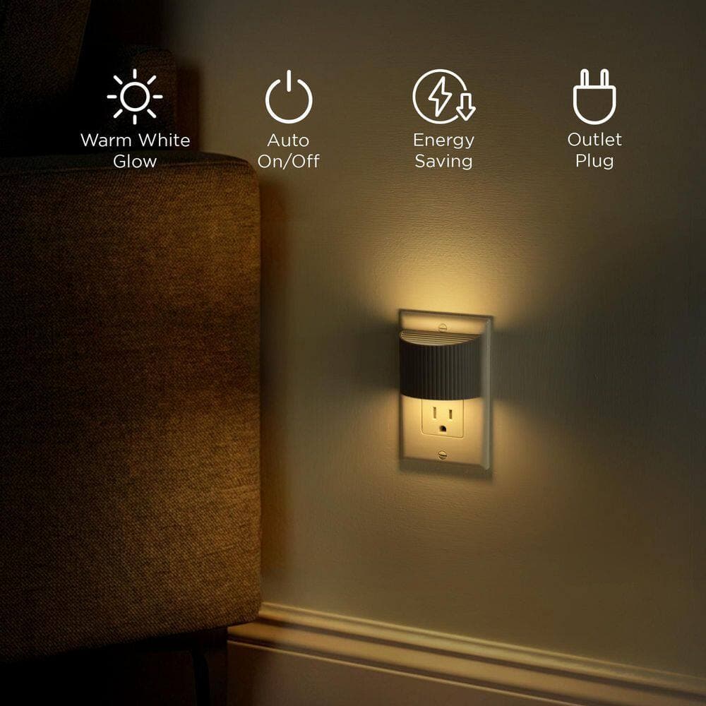 Unbranded Black Ribbed Deco Plug-In Warm White LED Night Light 2-Pack (3)