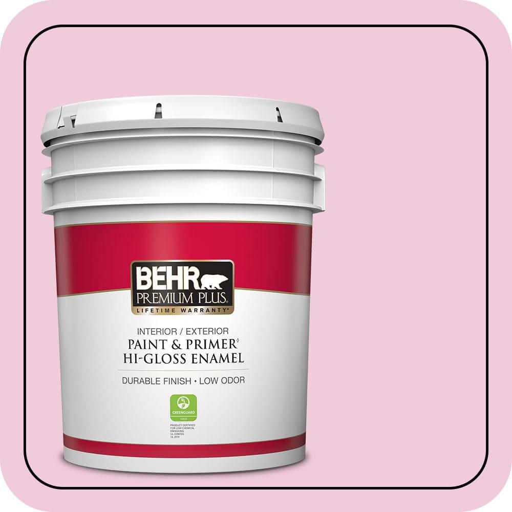 BEHR PREMIUM PLUS 5 gal. #P130-1 Piggy Bank Hi-Gloss Enamel Interior/Exterior Paint & Primer