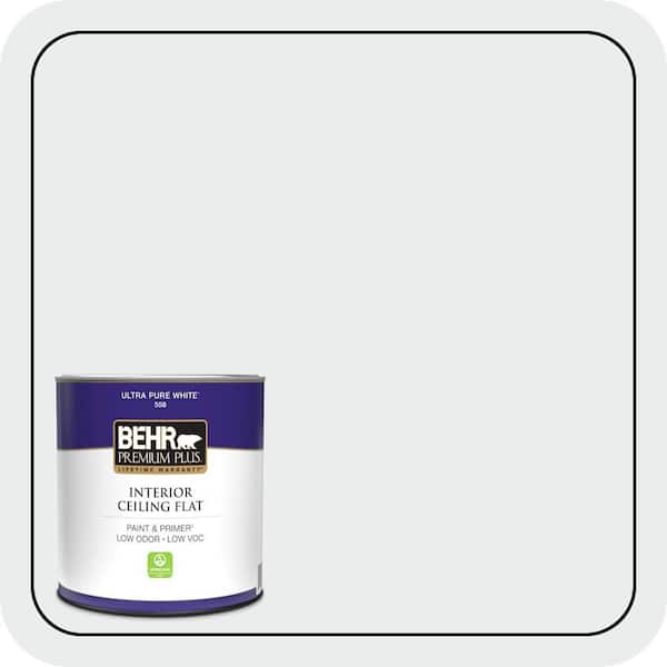 BEHR PREMIUM PLUS 1 qt. #BWC-12 Vibrant White Ceiling Flat Interior Paint & Primer (2)