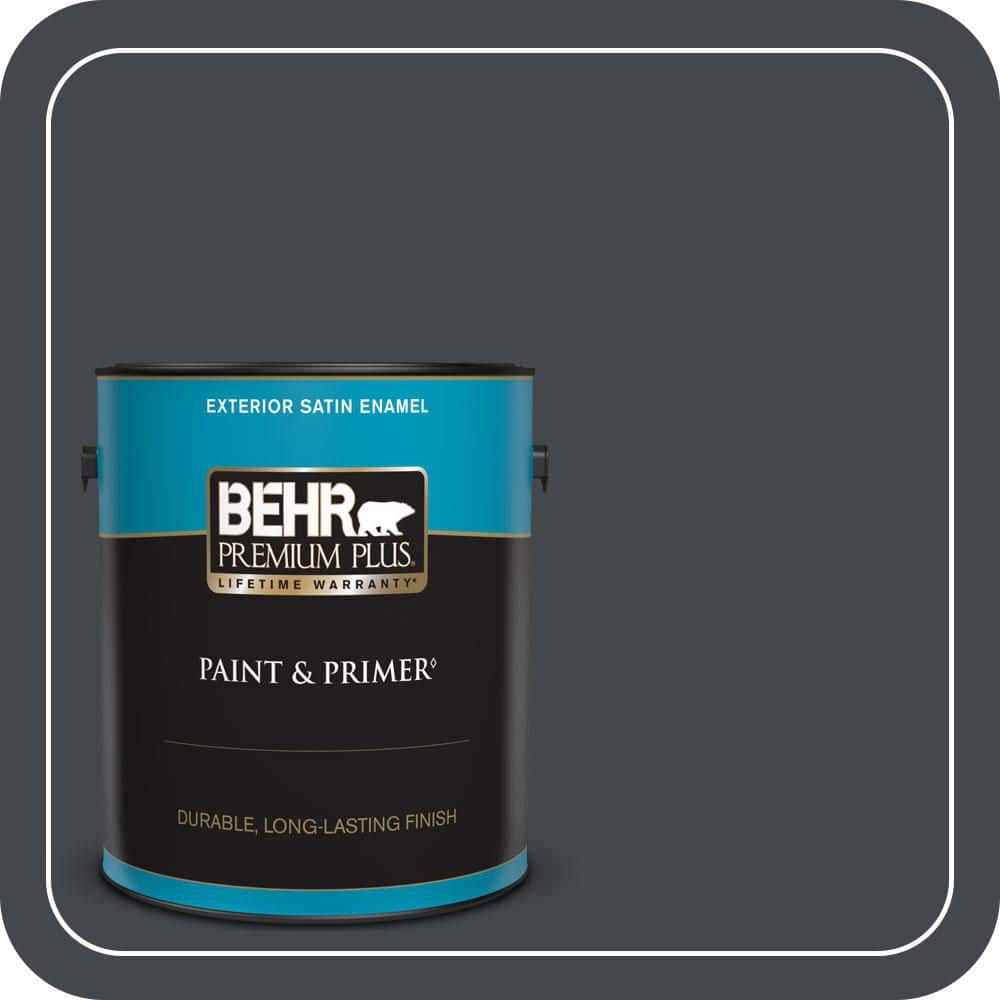 BEHR PREMIUM PLUS 1 gal. #PPU24-23 Little Black Dress Satin Enamel Exterior Paint & Primer