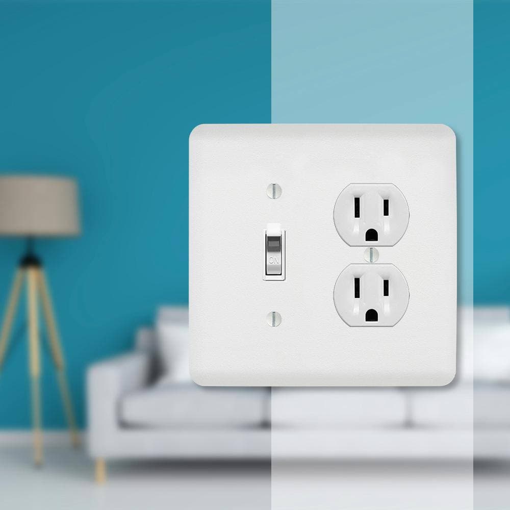 AMERELLE Perry 2 Gang 1-Toggle and 1-Duplex Steel Wall Plate - White (2)