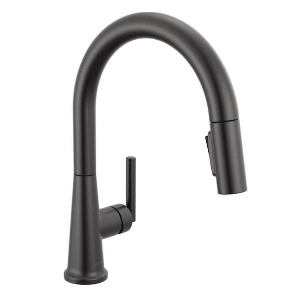 Delta Foundations Design Series Modern Matte Black 14.94 in. H Pull Down Sprayer Kitchen Faucet with 360° Swivel Spout (2)