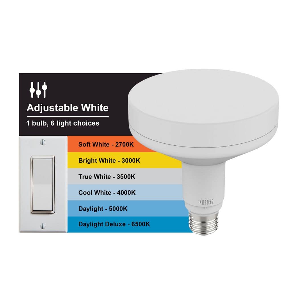 EcoSmart 75-Watt Equivalent BR40 Dimmable LED Flood Light Bulb Adjustable Base and Night Light 6 CCT (2-Pack) (3)