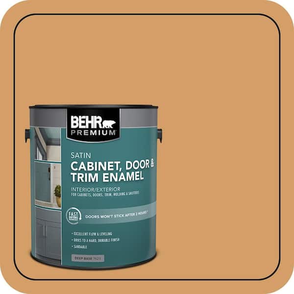 BEHR PREMIUM 1 gal. #MQ4-08 Golden Aura Satin Enamel Interior/Exterior Cabinet, Door & Trim Paint (2)