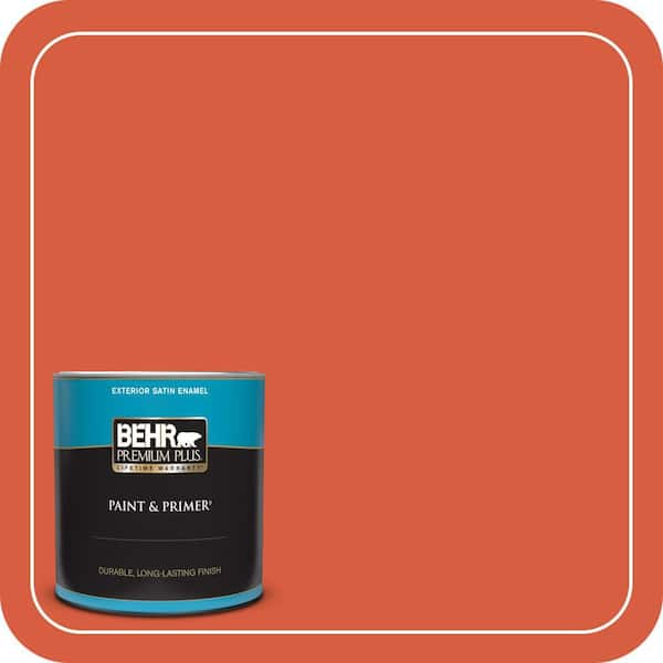 BEHR PREMIUM PLUS #200B-7 Fireglow Flat Interior/Exterior Paint & Primer Color Sample (3)