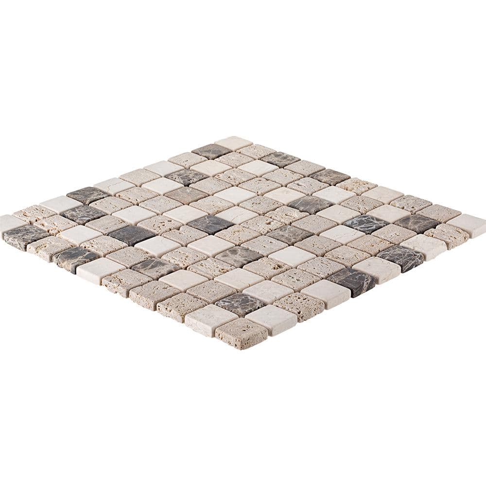 Jeffrey Court Emperador Mix Cream/Brown 11.625 in. x 11.625 in. Square Honed Marble Wall and Floor Mosaic Tile (0.938 sq. ft./Each) (4)