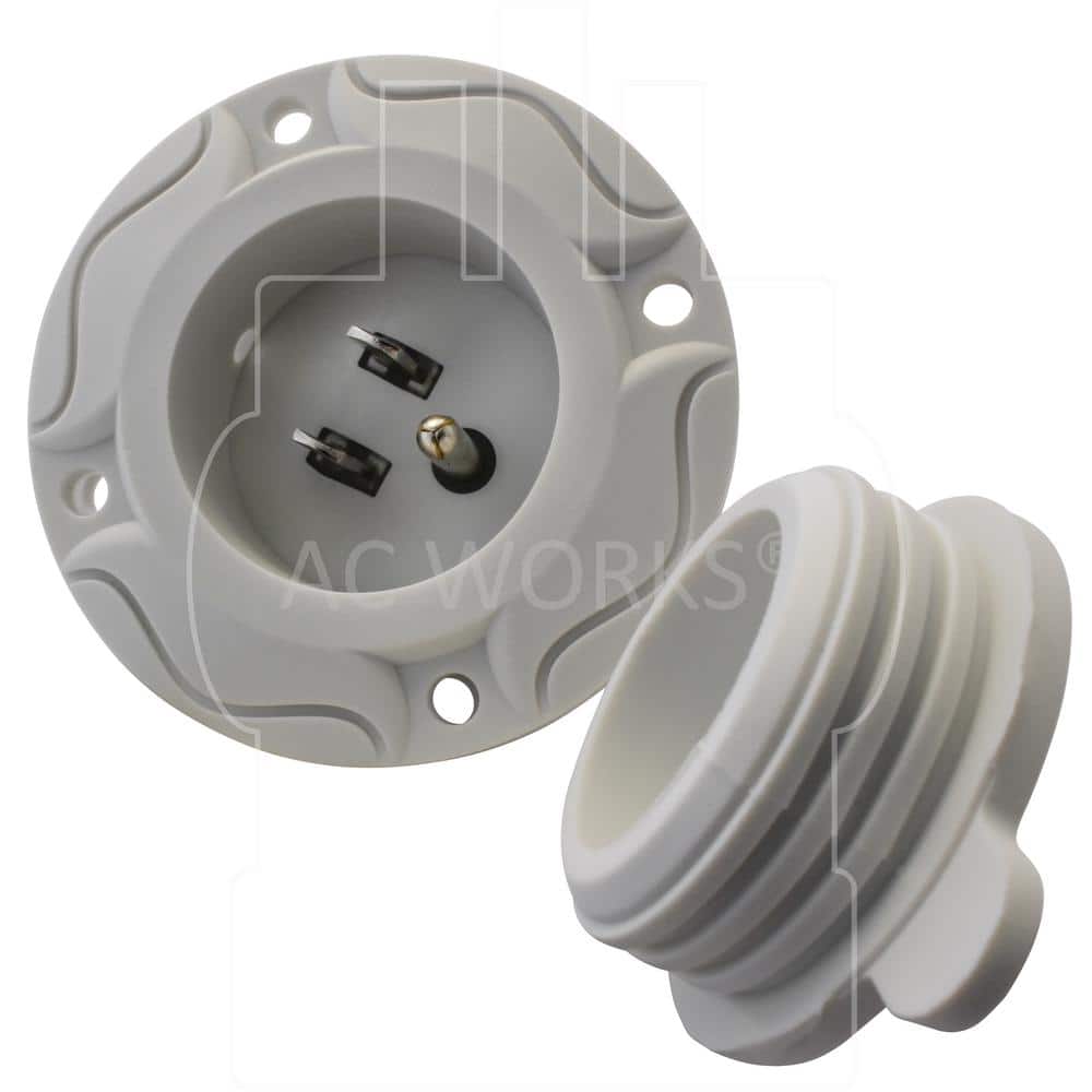 AC WORKS 1.5 ft. 12/3 15 Amp 125-Volt NEMA 5-15P Flanged Power Input Inlet Extension Cord with Cover (3)