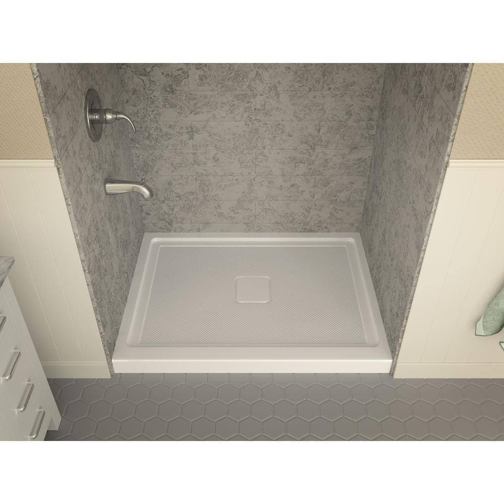 ANZZI Fissure Base Series 48 in. L x 36 in. W Alcove Shower Shower Pan Base with Center Drain in Glossy White Marine Acrylic (3)
