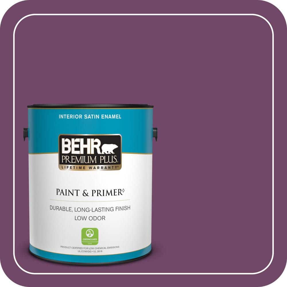 BEHR PREMIUM PLUS 1 gal. #S-G-680 Raspberry Mousse Satin Enamel Low Odor Interior Paint & Primer