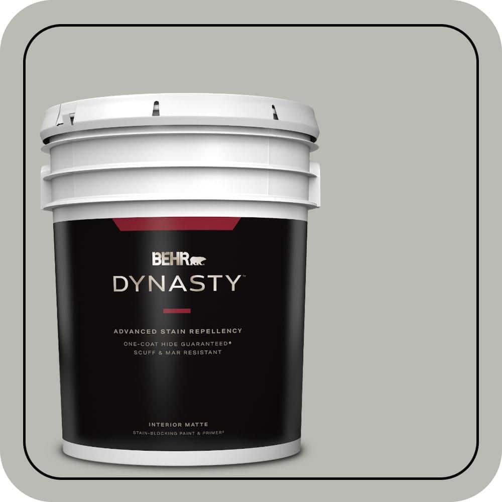 BEHR DYNASTY 5 gal. #N380-3 Weathered Moss One-Coat Hide Matte Interior Stain-Blocking Paint & Primer