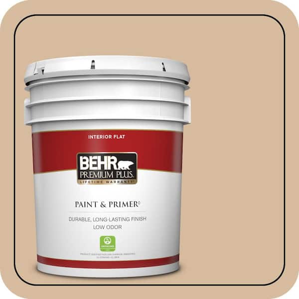 BEHR PREMIUM PLUS 5 gal. #T18-06 Kombucha Flat Low Odor Interior Paint & Primer (2)