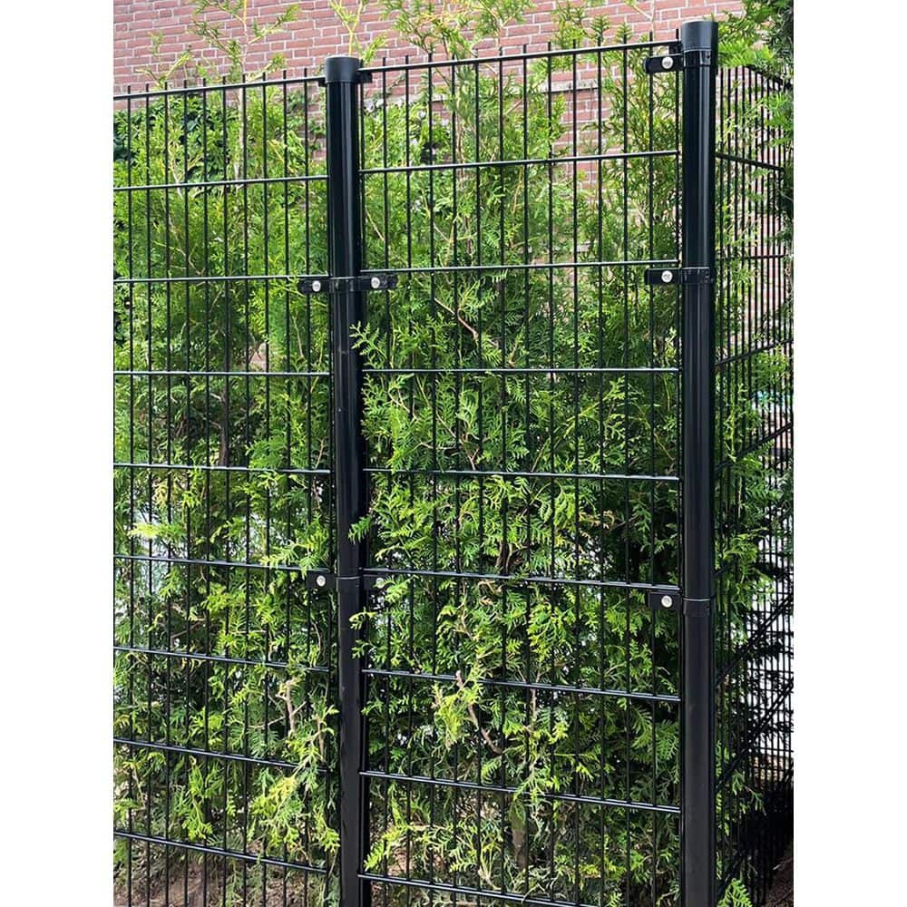 TARTER Single-Wire 250 ft. x 6 ft. Steel Flat Top Spaced Black Fence Panel Package with Gate (30-Pack) (3)