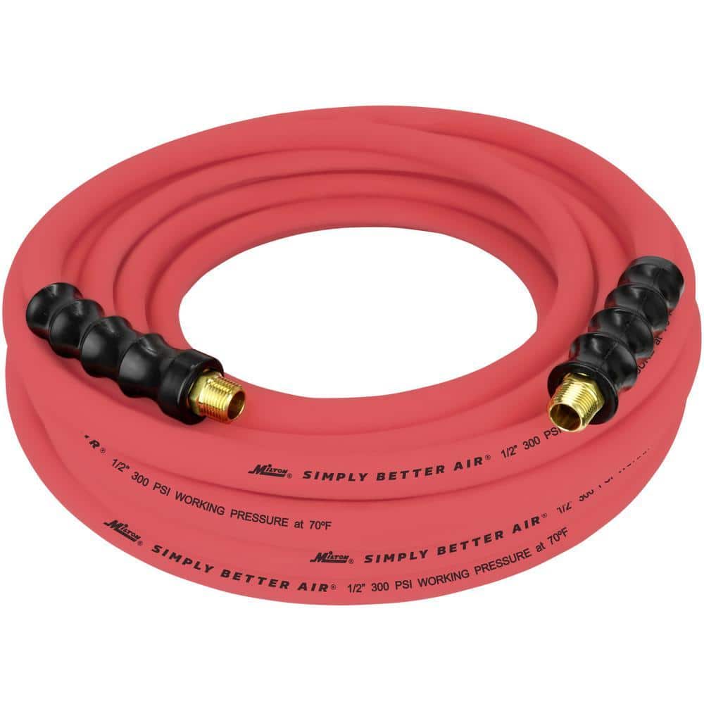 Milton ULR 1/2 in. ID x 50 ft. (3/8 in. MNPT) Ultra-Lightweight Durable Rubber Air Hose for Extreme Environments (1)