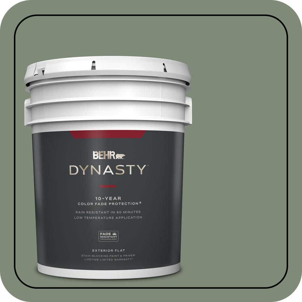 BEHR DYNASTY 5 gal. #N400-5 Thai Basil Flat Exterior Stain-Blocking Paint & Primer