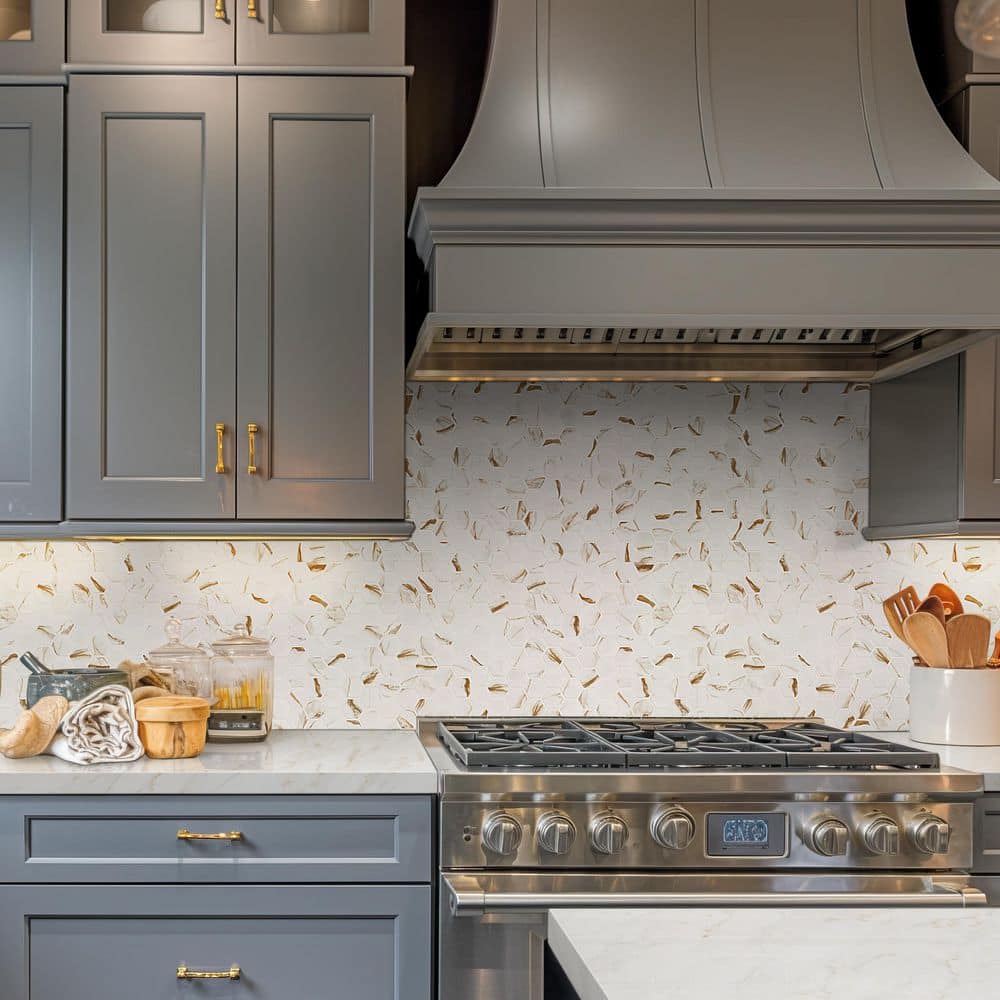 MSI Calacatta Gold 2 in. Hexagon 12 in. x 13 in. x 0.24 in. Matte Porcelain Mesh-Mounted Mosaic Tile (0.99 sq. ft./Each) (3)